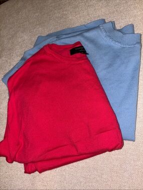 Banana Republic Coral Red Sleeveless Knit Top and Blue Office Casual TShirt Top
